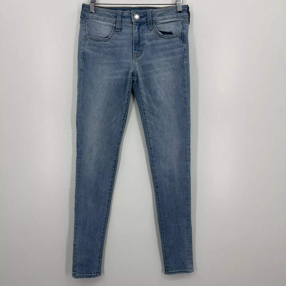 American Eagle Jeans Women's Size 4L Blue Super Super Stretch Jegging Light Wash
